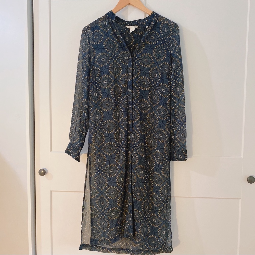 Blue abstract print long tunic